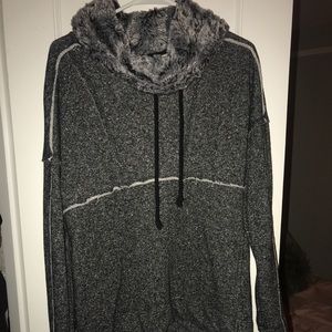 Fuzzy Collar Sparkle Sweater